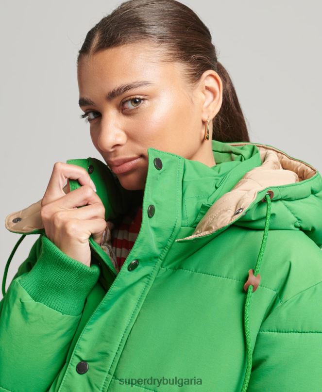 Superdry облекло N00H5453 зелено Жени голямо планинско пухено яке