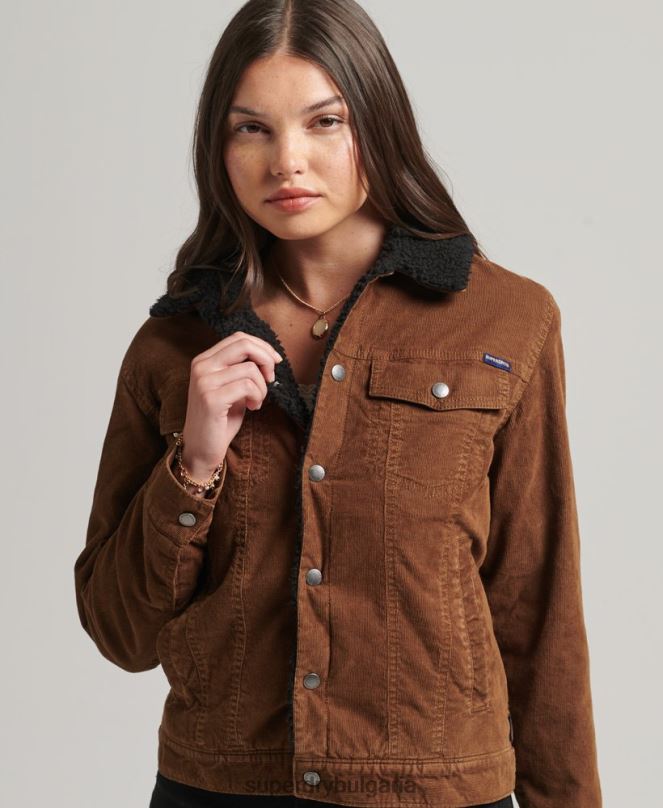 Superdry облекло N00H5454 кафяво Жени шерпа жилетка на камион