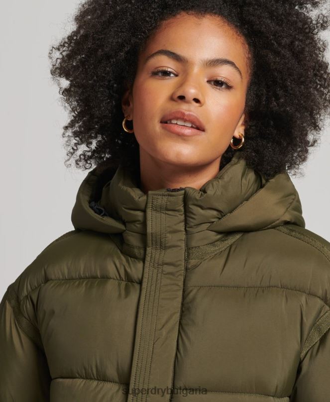 Superdry облекло N00H5455 зелено Жени xpd cocoon подплатено яке с парка