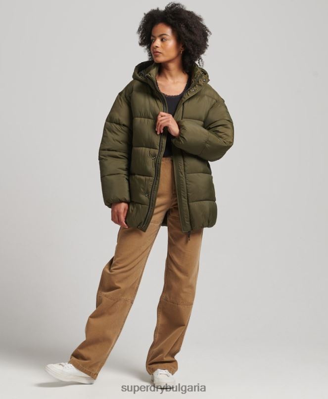Superdry облекло N00H5455 зелено Жени xpd cocoon подплатено яке с парка