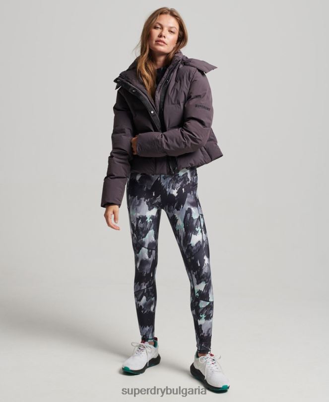Superdry облекло N00H5456 лилаво Жени пухено яке с влак