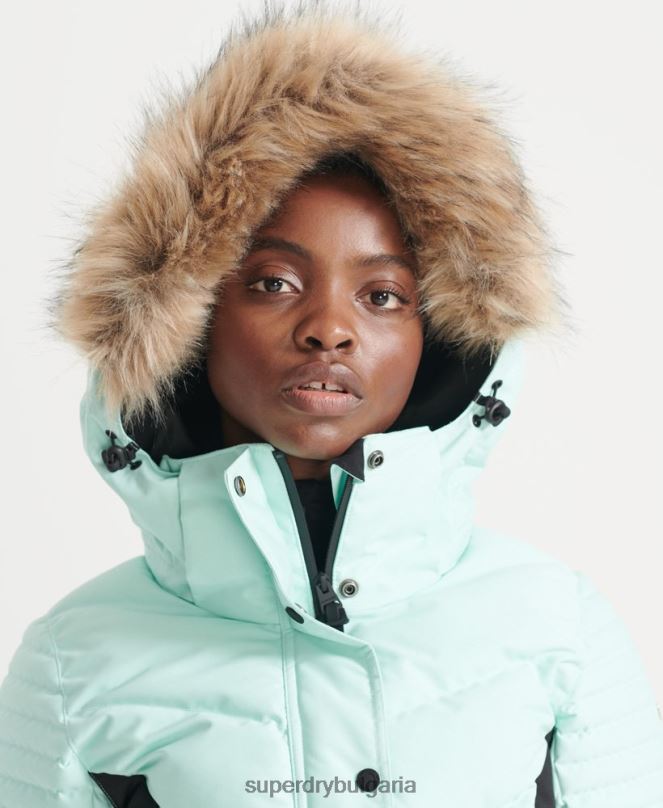 Superdry облекло N00H5460 светло синьо Жени снежно луксозно пухено яке