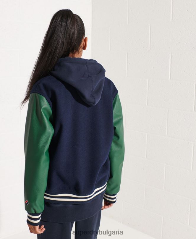 Superdry облекло N00H5464 военноморски флот Жени вълнено университетско бейзболно яке