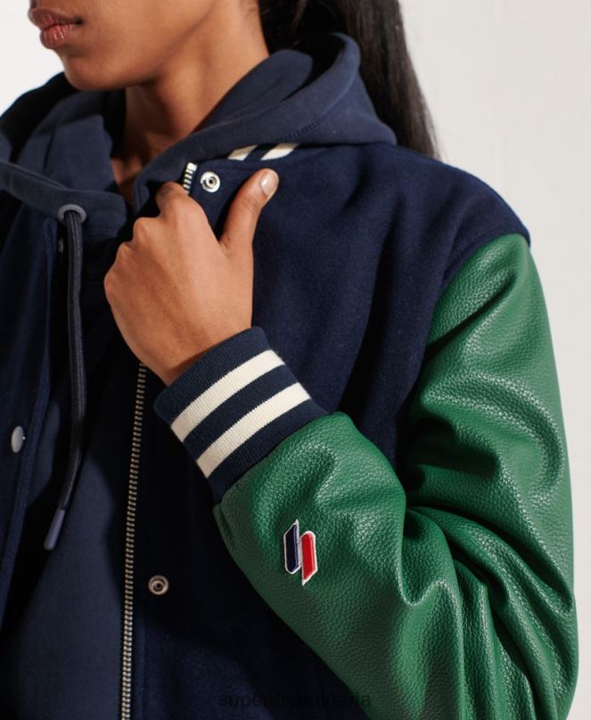 Superdry облекло N00H5464 военноморски флот Жени вълнено университетско бейзболно яке
