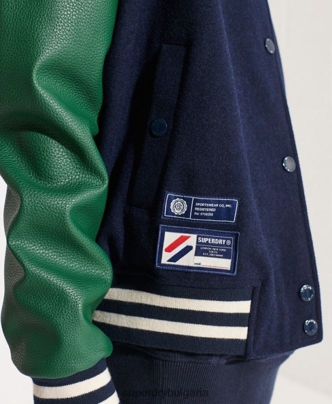 Superdry облекло N00H5464 военноморски флот Жени вълнено университетско бейзболно яке