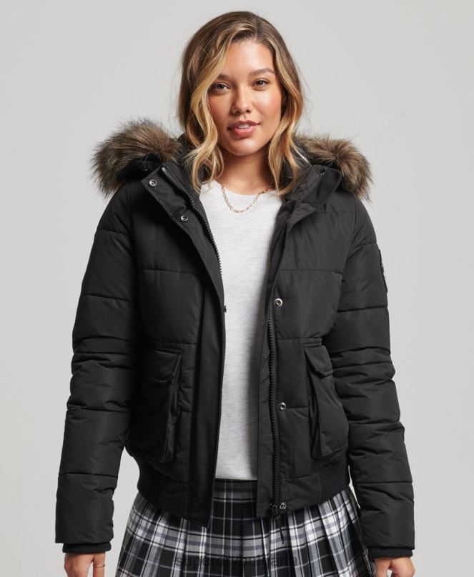 Superdry облекло N00H5465 черен Жени бомбър яке everest ella