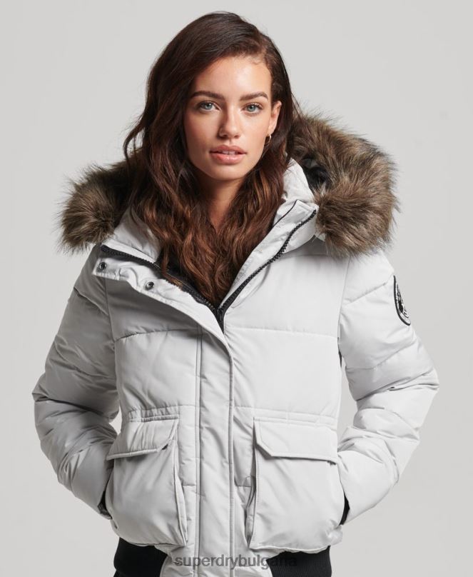 Superdry облекло N00H5468 светло сив Жени бомбър яке everest ella