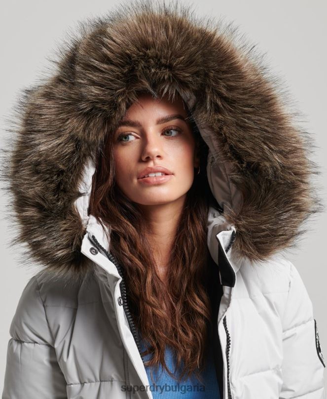 Superdry облекло N00H5468 светло сив Жени бомбър яке everest ella