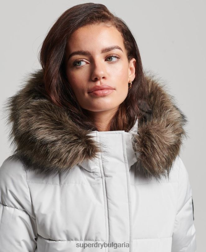 Superdry облекло N00H5468 светло сив Жени бомбър яке everest ella
