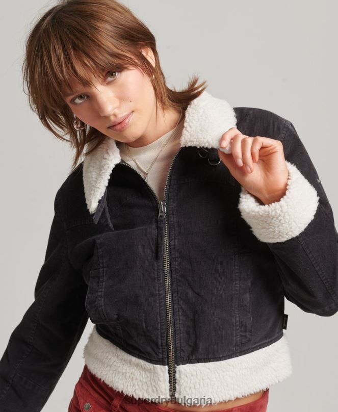 Superdry облекло N00H5469 кафяво Жени инди яке с подплата borg