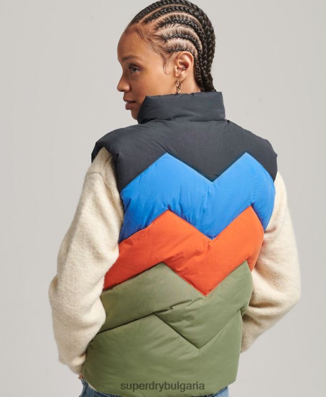 Superdry облекло N00H5472 зелено Жени ретро панделка пухена жилетка