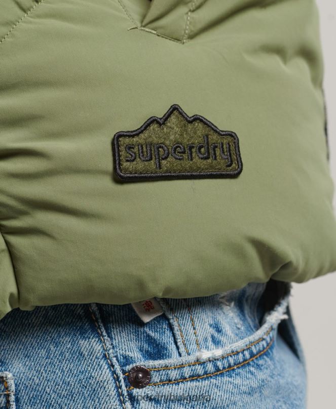 Superdry облекло N00H5472 зелено Жени ретро панделка пухена жилетка