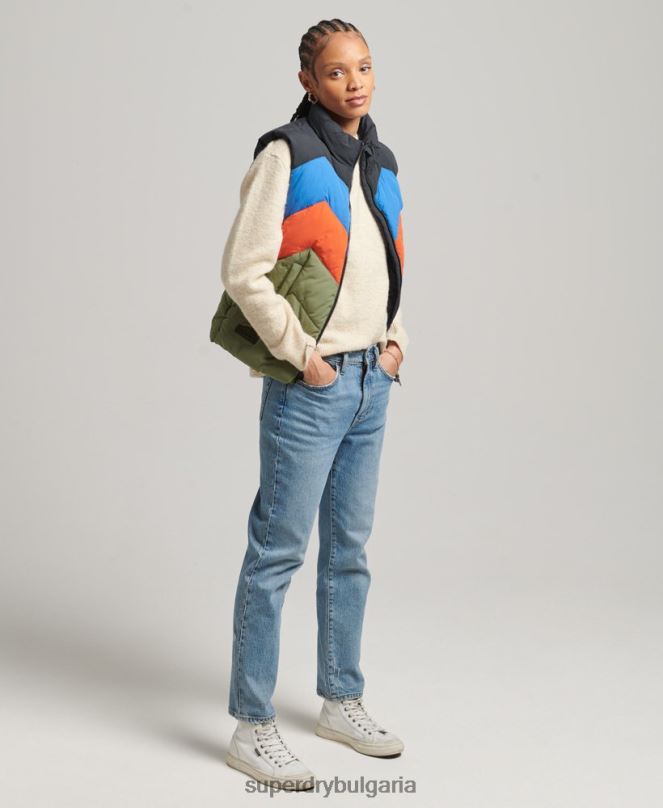 Superdry облекло N00H5472 зелено Жени ретро панделка пухена жилетка