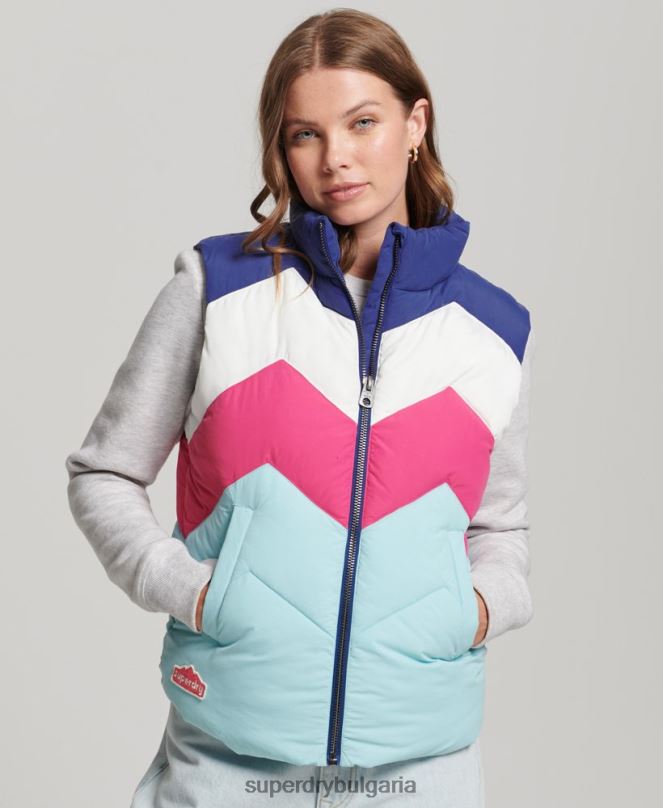 Superdry облекло N00H5473 светло синьо Жени ретро панделка пухена жилетка