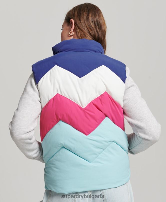Superdry облекло N00H5473 светло синьо Жени ретро панделка пухена жилетка