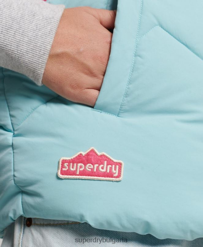 Superdry облекло N00H5473 светло синьо Жени ретро панделка пухена жилетка