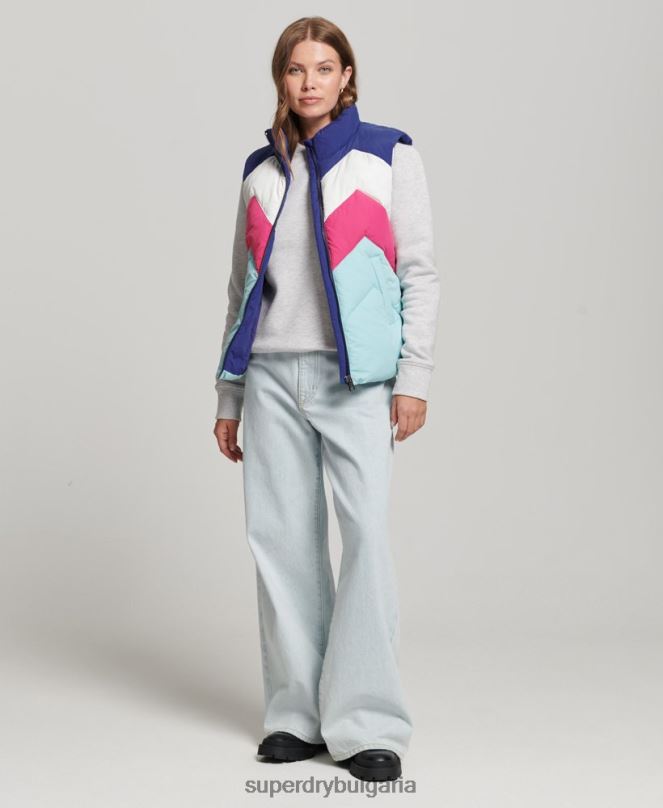 Superdry облекло N00H5473 светло синьо Жени ретро панделка пухена жилетка