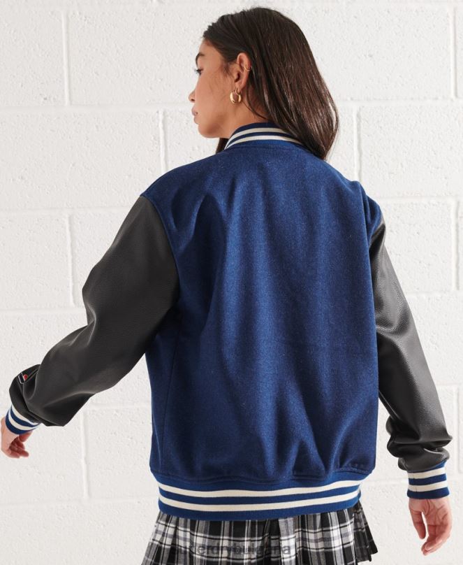 Superdry облекло N00H5478 син Жени вълнено университетско бейзболно яке