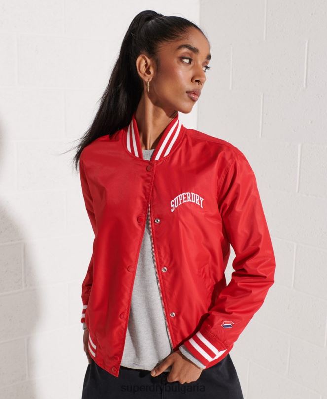 Superdry облекло N00H5482 червен Жени класическо университетско бейзболно яке