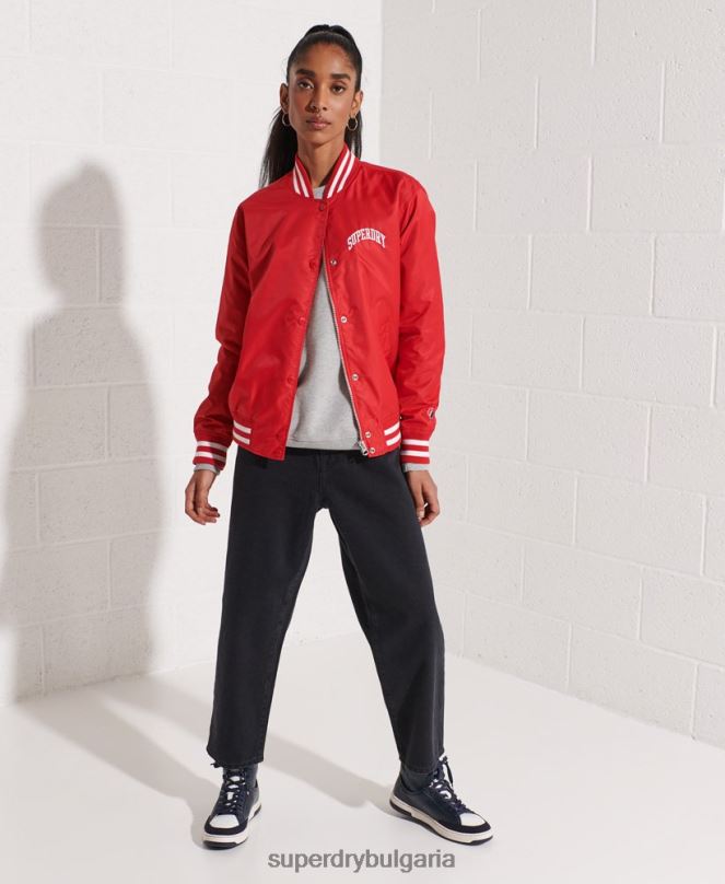 Superdry облекло N00H5482 червен Жени класическо университетско бейзболно яке