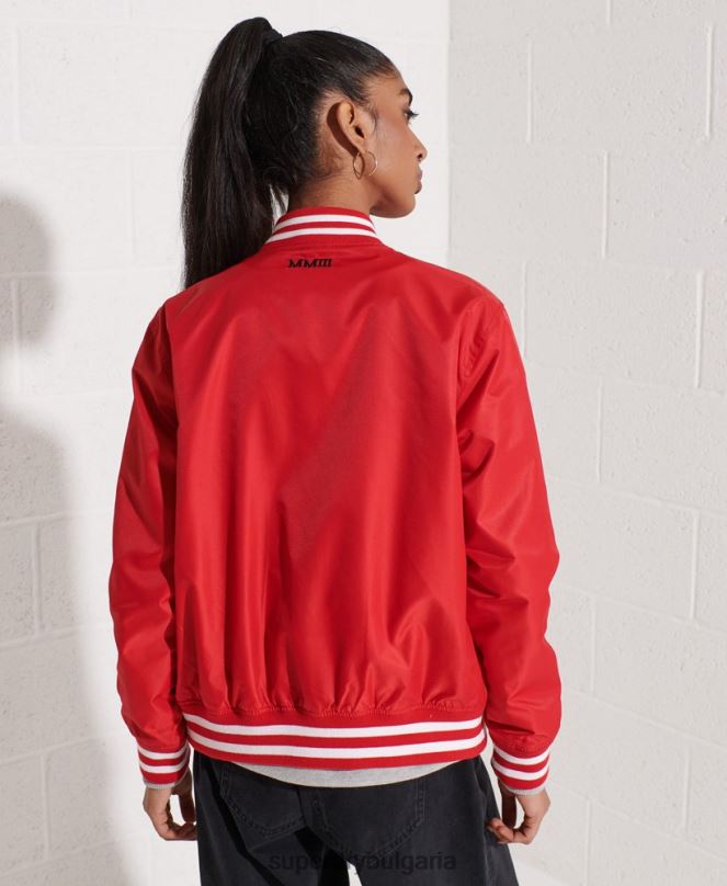 Superdry облекло N00H5482 червен Жени класическо университетско бейзболно яке