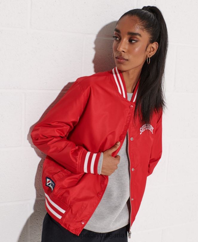 Superdry облекло N00H5482 червен Жени класическо университетско бейзболно яке