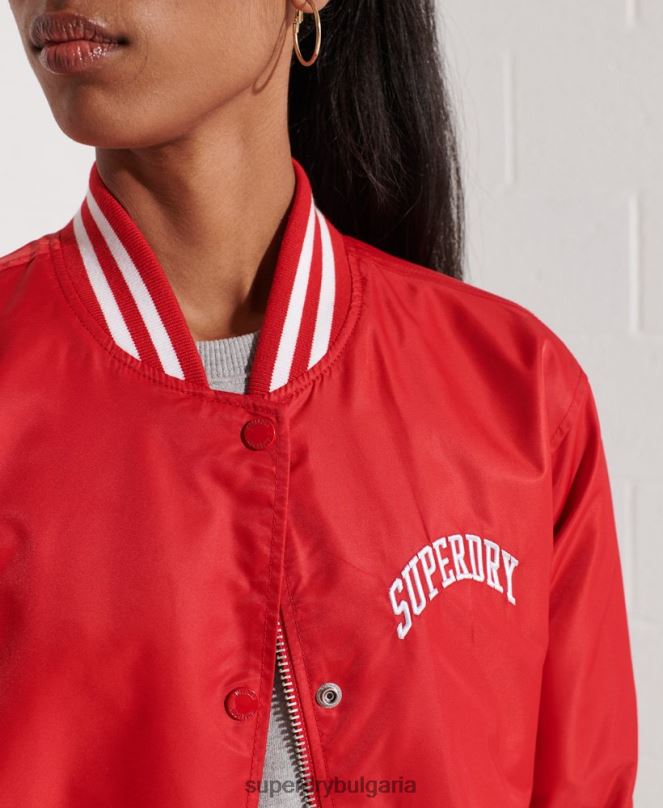 Superdry облекло N00H5482 червен Жени класическо университетско бейзболно яке