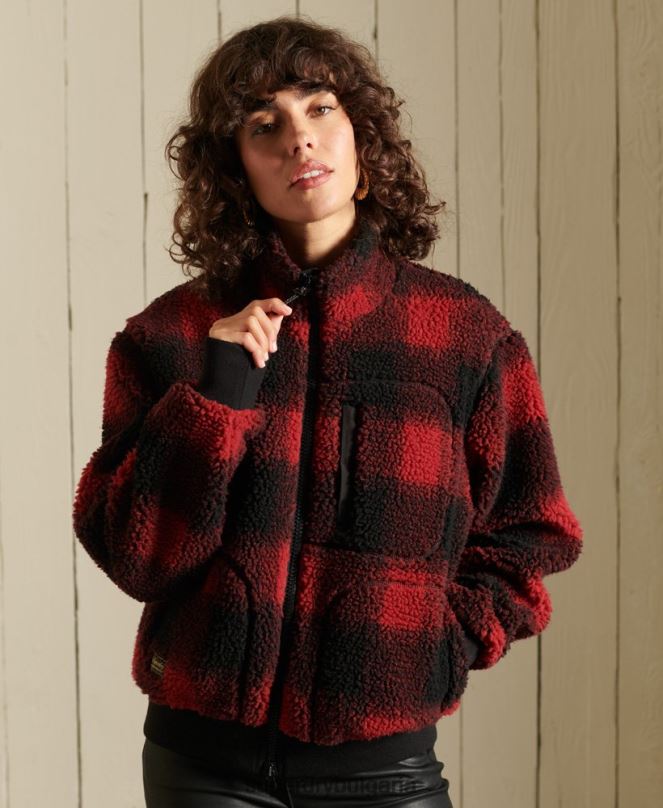 Superdry облекло N00H5484 червен Жени бомбър яке шерпа