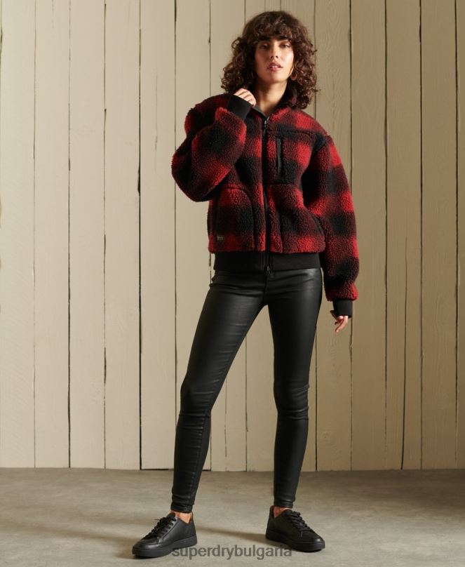Superdry облекло N00H5484 червен Жени бомбър яке шерпа