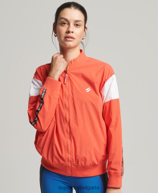Superdry облекло N00H5489 корал Жени овъргайз бомбър яке с влак