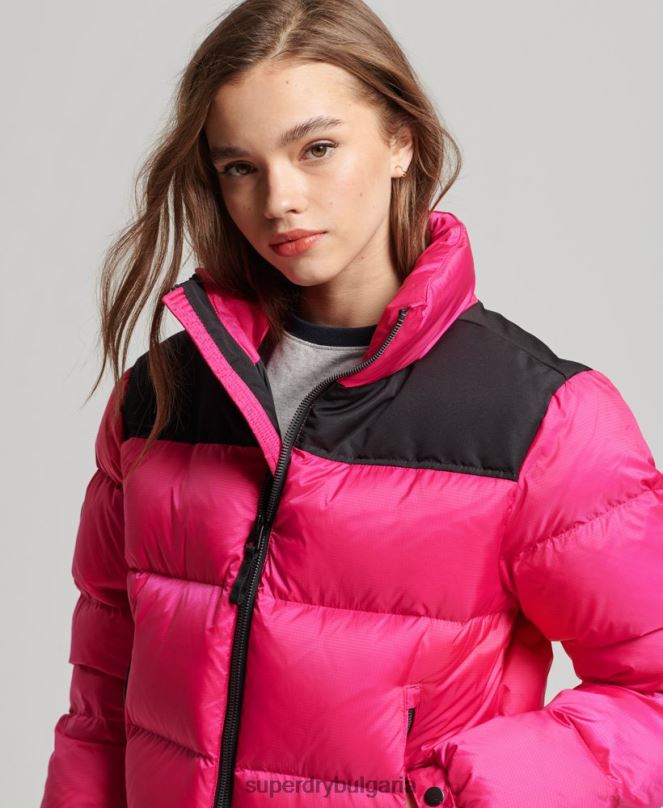 Superdry облекло N00H5491 розово Жени спортно кодово яке с пуф