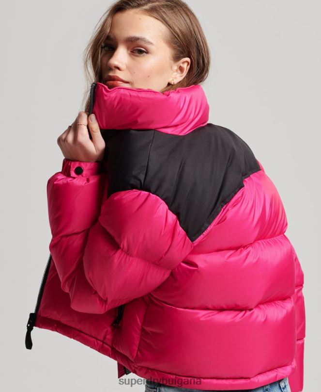 Superdry облекло N00H5491 розово Жени спортно кодово яке с пуф