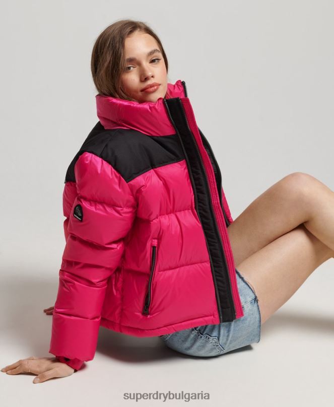 Superdry облекло N00H5491 розово Жени спортно кодово яке с пуф