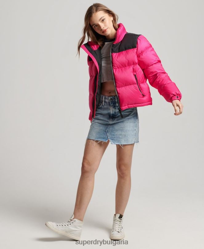 Superdry облекло N00H5491 розово Жени спортно кодово яке с пуф