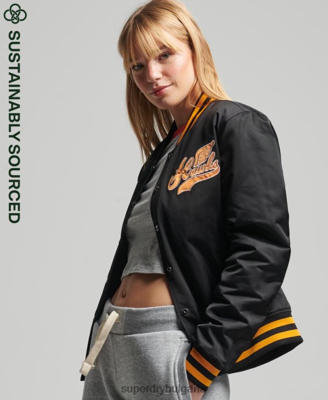 Superdry облекло N00H5492 черен Жени ретро университетско бомбър яке