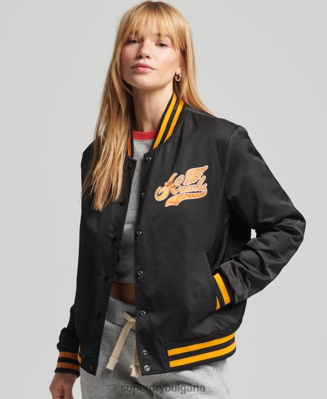 Superdry облекло N00H5492 черен Жени ретро университетско бомбър яке