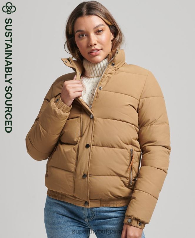 Superdry облекло N00H5495 кафяво Жени ретро планинско пухено яке