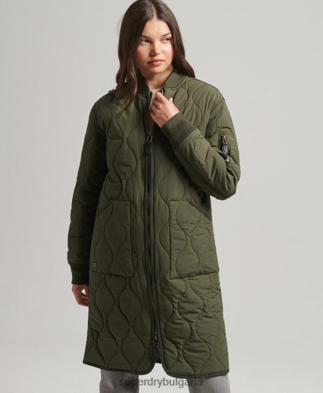 Superdry облекло N00H5497 каки Жени ватирано яке с парагади
