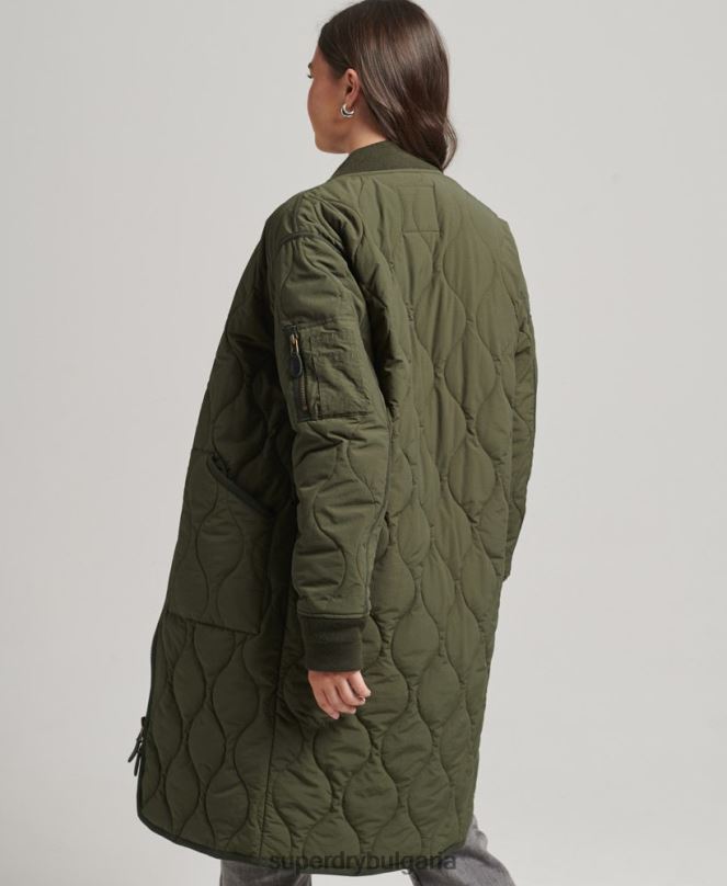Superdry облекло N00H5497 каки Жени ватирано яке с парагади