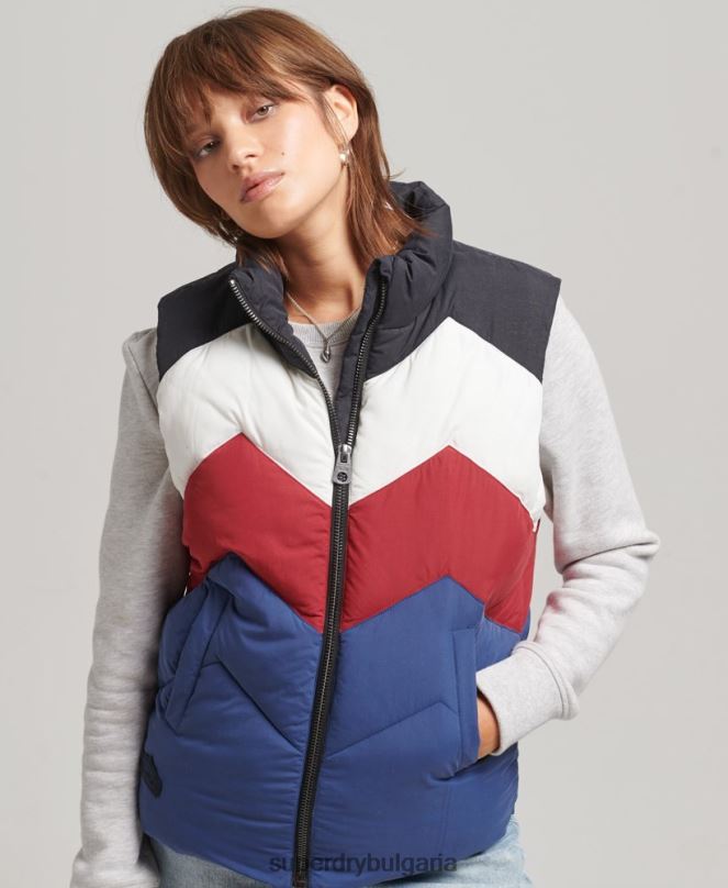 Superdry облекло N00H5502 военноморски флот Жени ретро панделка пухена жилетка