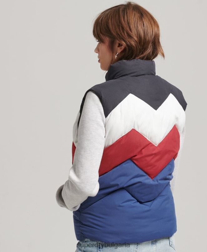Superdry облекло N00H5502 военноморски флот Жени ретро панделка пухена жилетка