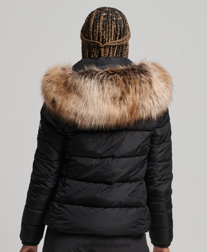 Superdry облекло N00H5504 черен Жени луксозно яке fuji с планинска качулка