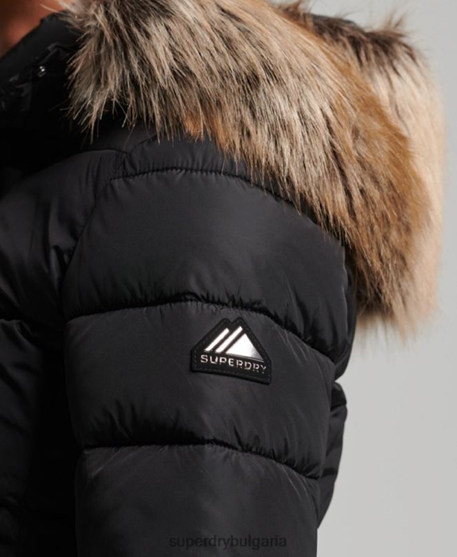 Superdry облекло N00H5504 черен Жени луксозно яке fuji с планинска качулка