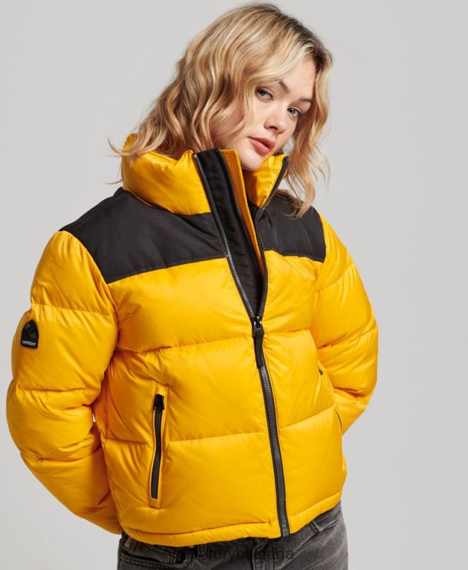 Superdry облекло N00H5511 жълто Жени спортно кодово яке с пуф