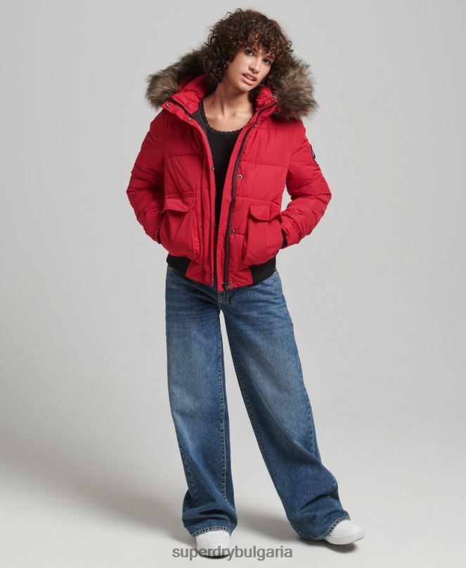 Superdry облекло N00H5517 червен Жени бомбър яке everest ella