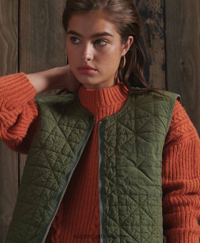 Superdry облекло N00H5518 каки Жени лимитирана жилетка със суха подплата
