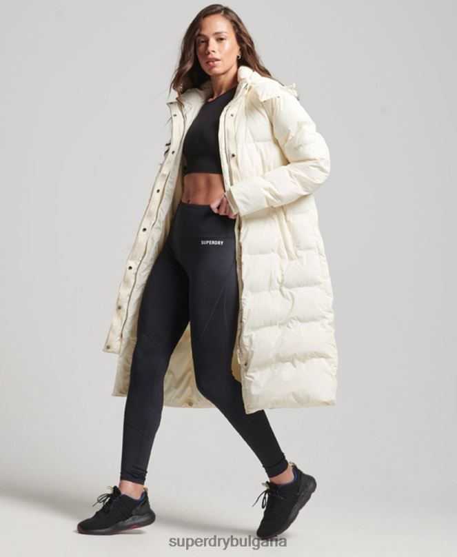 Superdry облекло N00H5520 сметана Жени подплатено яке с влак