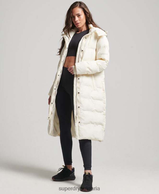 Superdry облекло N00H5520 сметана Жени подплатено яке с влак