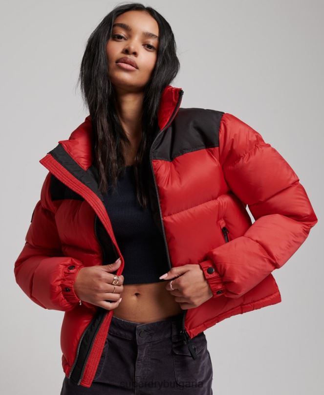 Superdry облекло N00H5524 червен Жени спортно кодово яке с пуф