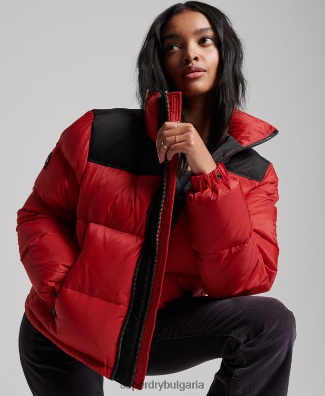 Superdry облекло N00H5524 червен Жени спортно кодово яке с пуф